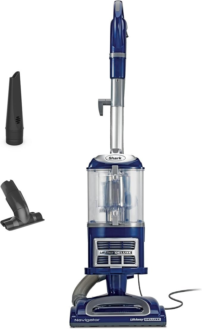 61w1n9p2R0L._AC_SX679_.jpg Shark Upright Vacuum, Navigator Lift-Away Deluxe with Large Dust Cup Capacity, HEPA Filter, Swivel Steering, Upholstery Tool & Crevice Tool, Blue, NV360