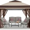 61zFv3mOz4L._AC_SY300_SX300_QL70_FMwebp_.webp CROWN SHADES 13×13 Pop Up Gazebo, Canopy Tent, Gazebos on Clearance – Outdoor Gazebo for Backyard & Patio Furniture – Carpa Pop Up Tent with Wheeled STO-N-Go Cover Bag (Beige & Coffee)