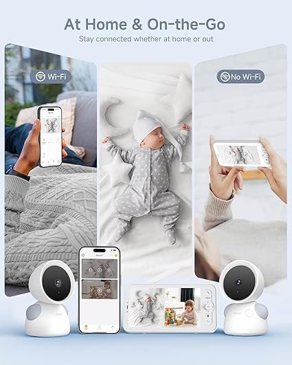 71-eYVaUgL._AC_SX425_.jpg ARENTI Baby Monitor with 2 Cameras, 2K/3MP WiFi 6 Camera and Audio, 5-inch Wireless Screen, Smartphone App, Super Night Vision, Crying Detection, Auto Tracking, Temp&Humidity Sensor (D3 Set)