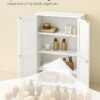 VASAGLE Floor Storage Cabinet, Shaker Cabinet with 2 Adjustable Shelves, 4 Doors, Tall Freestanding Organizer Unit, for Kitchen Bathroom Living Room, Cloud White UBBC553WH01S