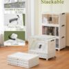 OlarHike 48QT Lockable Storage Bins with Lids – Folding Storage box with Doors and Wheels, Collapsible Plastic Storage Bins for Closets, Stackable Storage Organizer, Storage Containers, 4 Pack Cubes