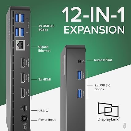 711sLndkocL._AC_SX425_.jpg Plugable USB C Triple Display Docking Station | 100W PD, 3x HDMI (1x 4K 30Hz, 2x 1080p 60Hz), 6x USB 5Gbps Ports | Windows, macOS, ChromeOS Compatible – Enhance Productivity with Multi-Monitor Support