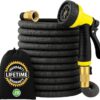 J&B XpandaHose 150ft Expandable Garden Hose – Ultra-Strong 3750D, 4-Layer Latex Core, Brass 3/4″ Connectors, 10-Pattern Nozzle & Storage Bag – Lightweight, Kink-Reducing, Leak-Resistant