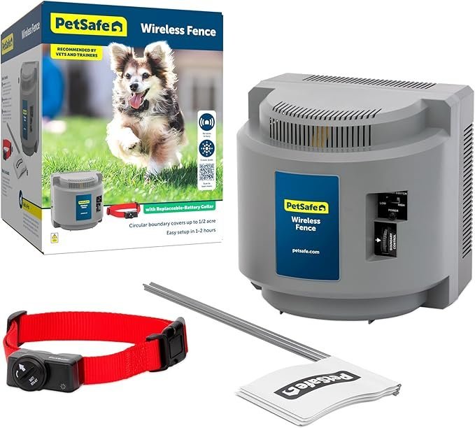 7178hKagwTL._AC_SX679_.jpg PetSafe Wireless Pet Containment System – Original Wireless Electric Fence for Dogs – Covers Up to 1/2 Acre – for Pets 8lb+