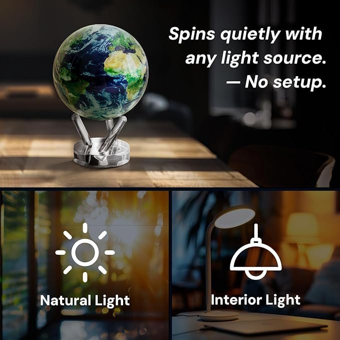 719WbbNRzbL._AC_SX679_.jpg MOVA Globe – Earth with Clouds Classic (4.5″) | Self-Rotating Globe Powered by Light | Silent Motion, No Batteries or Wires | Unique Desk Decor or Gift for Space Lovers