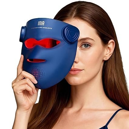71BEux8AojL._SX425_.jpg INIA Glow 4D Wireless Red Light Therapy Mask for face – Dual NIR, 320 LEDs, 4 Modes, Under-Eye Cooling, Cordless & Rechargeable LED Face Mask for Home & Travel, Skincare Gifts for Women Mom Wife, Blue