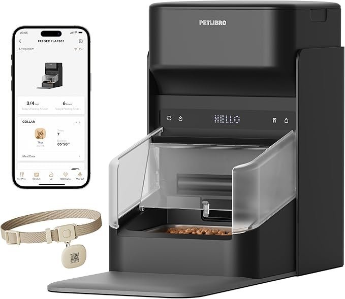 71D1l4azEjL._AC_SX679_.jpg PETLIBRO RFID Automatic Cat Feeder, Collar Sensor for Personalized Meals, Cats Recognition, Diet Tracking and Anti-Stealing for Multi-Pets Homes and Different Diets, Wi-Fi Programmable Food Dispenser