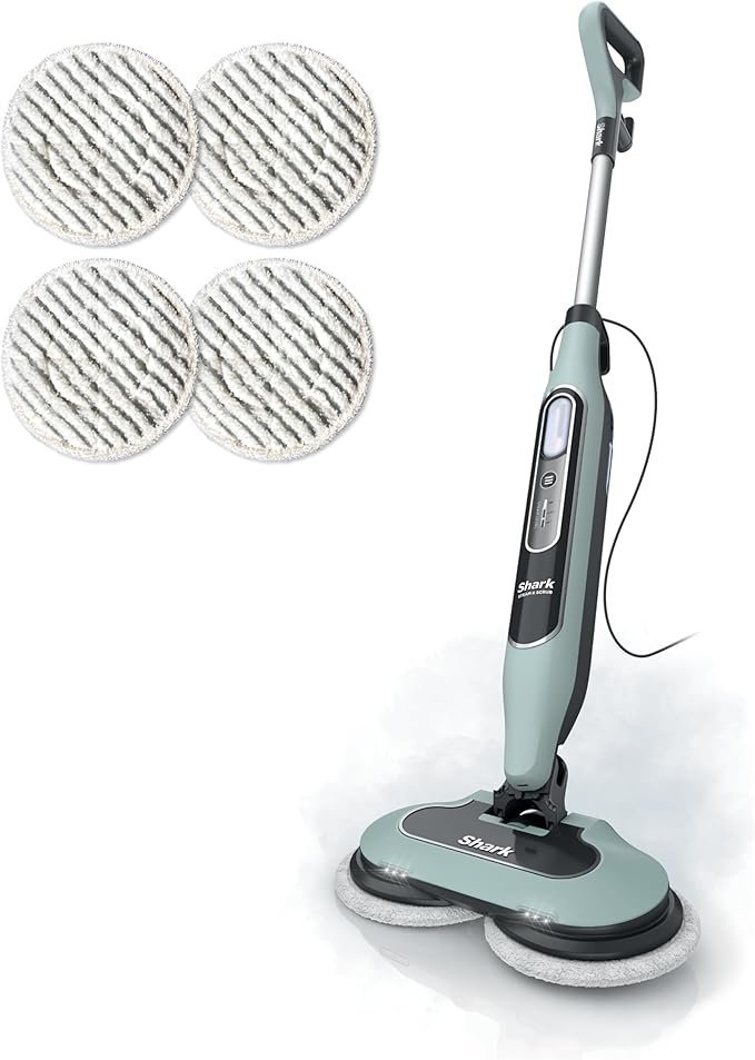 71EI3pCgL2L._AC_SX679_.jpg Shark Steam & Scrub Steam Mop, All-in-One Scrubbing and Sanitizing Hard Floor Cleaner, LED Headlights, 4 Dirt Grip Soft Scrub Pads Included, XL Water Tank, Swivel Steering, Hawaiian Grey, S8001