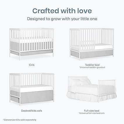 71FJMSZs3NL._SX425_.jpg Delta Children Essex 4-in-1 Convertible Baby Crib, Bianca White with Natural Legs