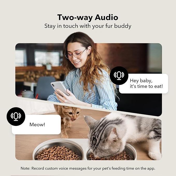 71FUqz2swiL._AC_SX679_.jpg PETLIBRO Automatic Cat Feeder with Camera for Two Cats, 1080P HD Video with Night Vision, 5G WiFi Pet Feeder with Phone APP Control, 2-Way Audio for Cat & Dog, Low Food & Motion & Sound Alerts