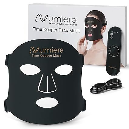71JWc-oOA8L._SX425_.jpg Numiere Time Keeper LED Face Mask – Lightweight, Flexible, and Multi-Wavelength Red, Blue, & Infrared (NIR) LED Contour Technology Wearable Facial Beauty Device for Personal Use and Skincare Routines