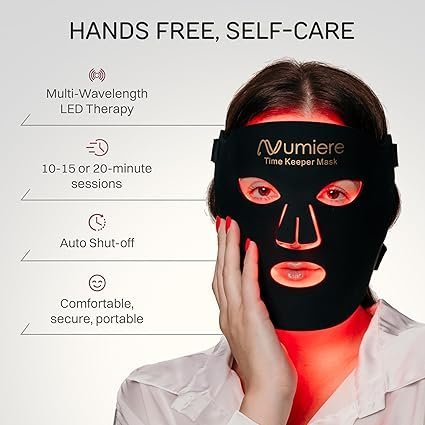 71R-PU6PtpL._SX425_.jpg Numiere Time Keeper LED Face Mask – Lightweight, Flexible, and Multi-Wavelength Red, Blue, & Infrared (NIR) LED Contour Technology Wearable Facial Beauty Device for Personal Use and Skincare Routines