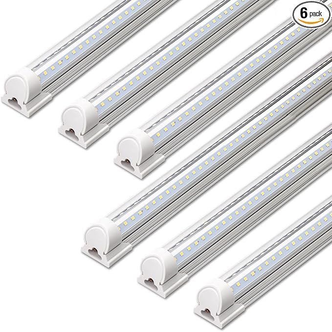 71R9uXBx4xL._AC_SX679_PIbundle-6TopRight00_SH20_.jpg Barrina LED Shop Lights, 40W 5500LM 5000K, 4FT Integrated Fixture, V Shape,T8 Light Tube, Daylight White, Clear Cover, High Output, LED Shop Lights for Garage Warehouse Workshop Basement (Pack of 6)