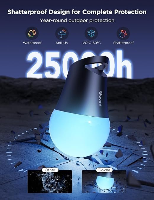 Govee Smart Outdoor String Lights 2, 144ft Outdoor Lights with Dimmable Warm White LED Bulbs, 47 Scene Modes for Patio, Backyard, Balcony, IP65 Waterproof, Works with Alexa, App Control
