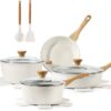 71Vp9n43OsL._AC_SX679_.jpg SENSARTE Nonstick Ceramic Cookware Set, 13-Piece Non-toxic Pots and Pans Set, Healthy Kitchen Cooking Set with Stay-Cool Handles, Silicone Tools and Pot Protectors, PFAS Free