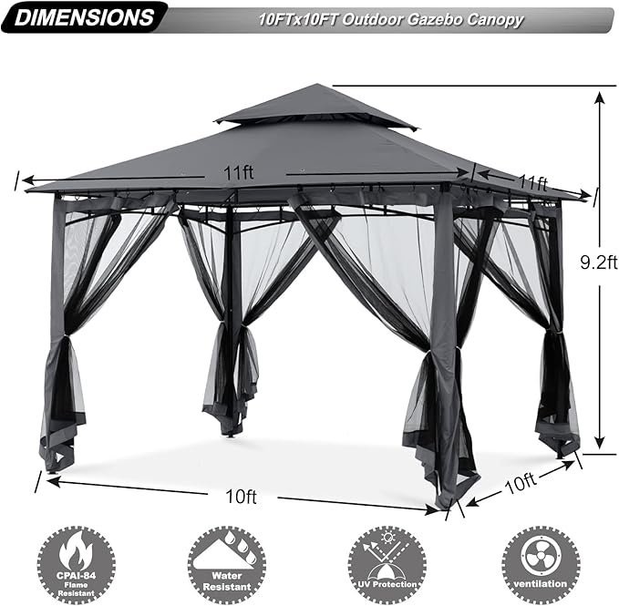 71X5hT-vp1L._AC_SX679_.jpg ABCCANOPY 10x10 Patio Gazebo with Mosquito Netting