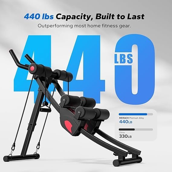 MERACH Ab Machine, Adjustable Ab Trainer Machine, AB Workout Equipment for Home Gym, Independent Dual Tracks for Mountain Climber, Foldable for Home Exercise, Load Capacity 440 LBS