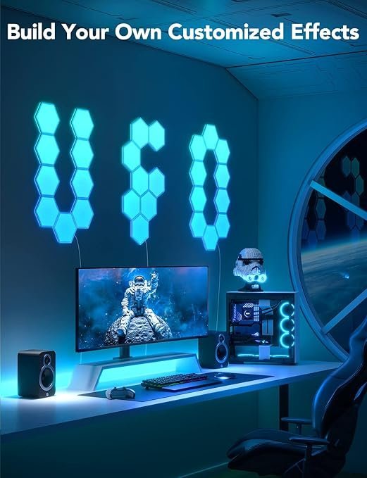 71b8x-LTZnL._AC_SY679_.jpg Govee Glide Hexa Light Panels, RGBIC Hexagon LED Wall Lights, Wi-Fi Smart Home Creative Wall Lights with Music Sync, Works with Alexa Google Assistant for Indoor Gaming Decor, 10 Pack