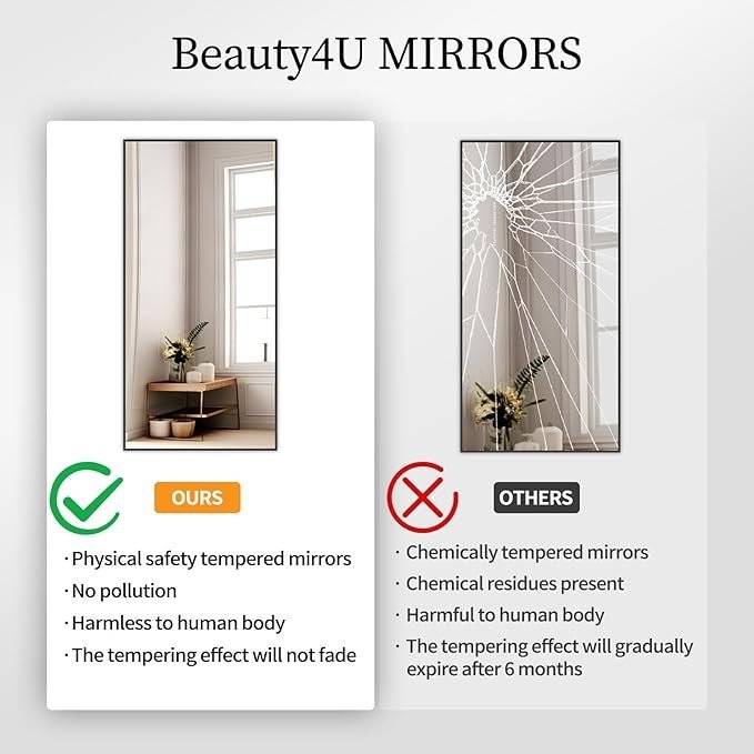 71bNEd0dkL._AC_SX679_.jpg Beauty4U 71″ x 32″ Full Length Mirror with Stand, Large Floor Mirror for Bedroom, Wall Mounted or Leaning Full Body Mirror, HD Tempered Glass Dressing Mirror for Outfit Check & Home Decor, Black