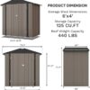 Patiowell 6×4 FT Outdoor Storage Shed, Garden Tool Storage Shed with Sloping Roof and Double Lockable Door, Outdoor Shed for Garden Backyard Patio Lawn, Brown