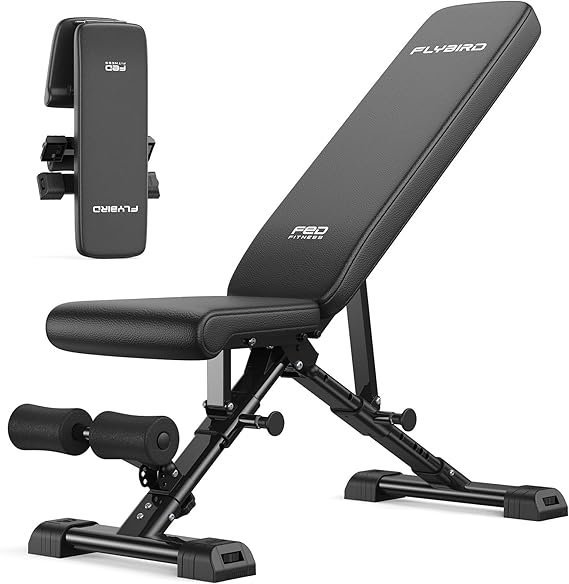 71ijsNeaN-L._AC_SX569_.jpg FLYBIRD WB5 Weight Bench, ASTM-Certified 800LBS Adjustable Weight Bench Workout Bench Foldable for Home Gym, 90° to -30° FID and 30in Extended Backrest for Bench Press Strength Training Exercise