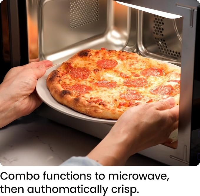 71j4bdI1lqL._AC_SX679_.jpg Chefman MicroCrisp Countertop Microwave Oven and Convection Oven, with Integrated Crisper, Guided Touchscreen Interface, 10 Power Levels, Mute Function, and Eco Mode, 1800W and 0.8 Cu. Ft. – Black