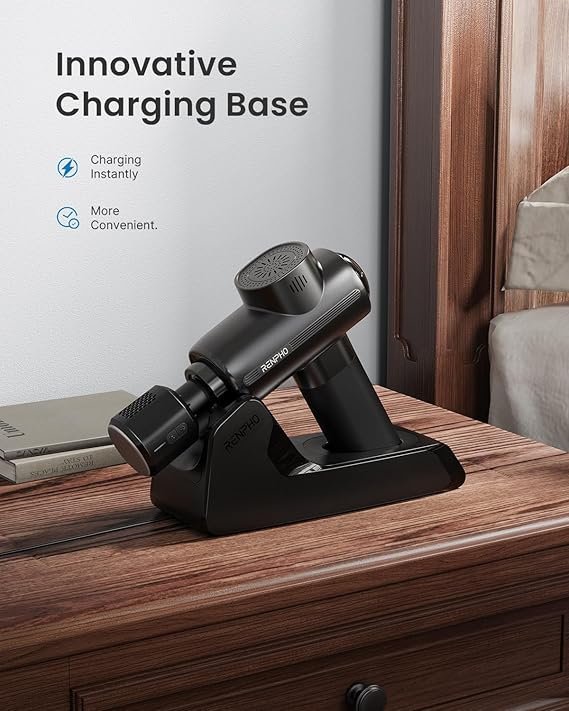 71mTCBuHsVL._AC_SX569_.jpg RENPHO Active Thermacool Deluxe Massage Gun Deep Tissue with Charging Stand, Mothers Day Gifts Back Massager with Heat and Cold Head, Percussion Body Muscle Masajeador for Athletes Pain Relief