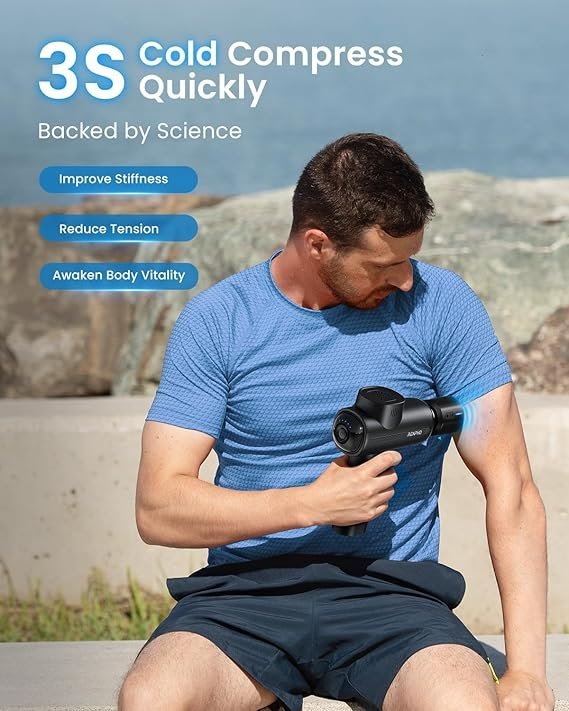 71poCyw2RpL._AC_SX569_.jpg RENPHO Active Thermacool Deluxe Massage Gun Deep Tissue with Charging Stand, Mothers Day Gifts Back Massager with Heat and Cold Head, Percussion Body Muscle Masajeador for Athletes Pain Relief