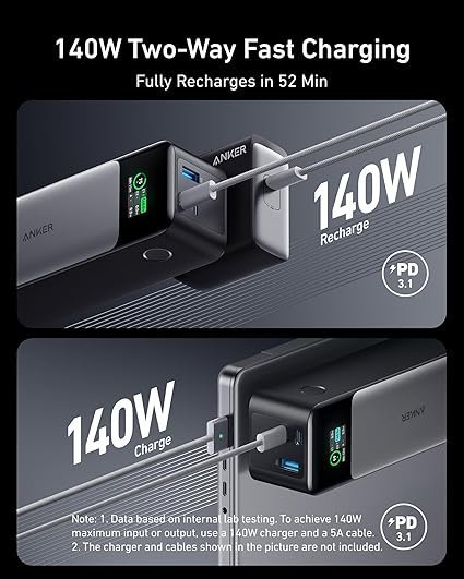 71raK2y3gTL._AC_SX425_.jpg Anker 737 Power Bank, 140W Max 3-Port Laptop Portable Charger, 24,000mAh, Smart Display, Compatible with iPhone 16 / 15 / 14 Series, Vision Pro, Samsung, MacBook, and More
