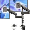 71svG-n9q-L._AC_SX679_.jpg HUANUO 17-32 Inch Dual Monitor Stand, Vertical Dual Monitor Mount, Monitor Stand 2 Monitors, Ergonomic Adjustable Tilt/Swivel/Rotate, Weight Max 19.8 lbs, VESA 75/100mm