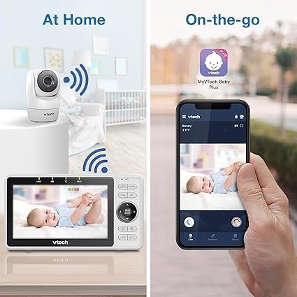71xCYFTutEL._SX425_.jpg VTech VM901 Smart WiFi Baby Monitor with 1080p FHD Camera and 5″ HD IPS Display, Free App, Remote Pan Tilt Zoom, Night Vision, Motion Detection Alerts