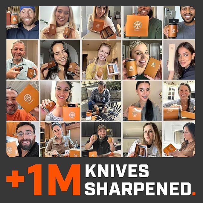 The Original Tumbler Rolling Knife Sharpener™ – Knife Sharpening Made Easy – Rolling Knife Sharpener Tool for Kitchen Knives – Knife Sharpener Kit Offers 15 & 20 Degree Sharpening (Wood)