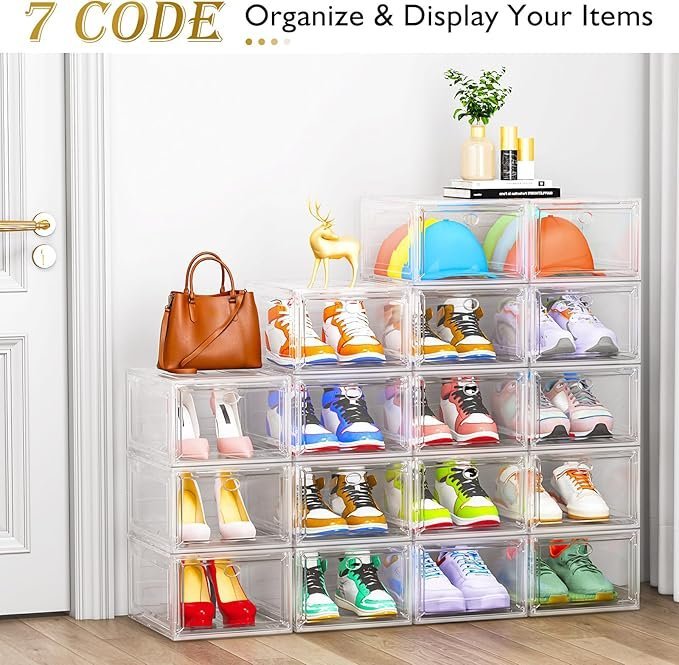 810VH6ITauL._AC_SX679_-1.jpg 12-Pack Clear Stackable Shoe Storage Boxes, White