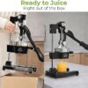 Zulay Kitchen Cast Iron Juicer – Easy-to-Clean Heavy-Duty Manual Juicer, Professional Citrus Juicer – Stainless Steel Lemon Squeezer – Manual Citrus Press & Orange Squeezer – Orange Juicer (Black)