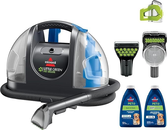 81BJbeVEt4L._AC_SX679_.jpg Bissell Little Green Pet Deluxe Portable Carpet Cleaner and Car/Auto Detailer, 3353, Gray/Blue