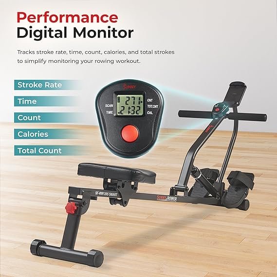 81EyjL02-xL._AC_SX569_.jpg Sunny Health & Fitness Compact Adjustable Rowing Machine with 12 Levels of Resistance for Complete Body Workouts and Optional Free SunnyFit App Enhanced Connectivity