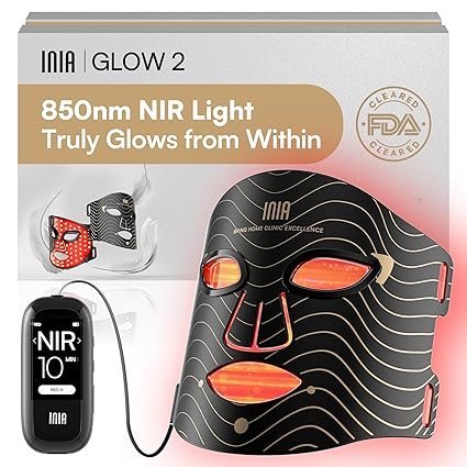 81FuFFL5y7L._SX425_.jpg INIA Red Light Therapy Mask for Face – 4 Light Modes with 850nm NIR, Red & Blue LED Light Therapy, 2600mAh Rechargeable LED Face Mask for Radiant Glow at Home, Black