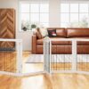 81IukVIFq4L._AC_SX679_.jpg PAWLAND 144-inch Extra Wide 30-inches Tall Dog gate with Door Walk Through, Freestanding Wire Pet Gate for The House, Doorway, Stairs, Pet Puppy Safety Fence, Support Feet Included, White,6 Panels