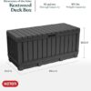 PatioZen 100 Gallon Resin Deck Box, Lockable Patio Outdoor Storage Box for Furniture, Garden Tools and Tools Storage, Waterproof Outside Storage Boxes – Black