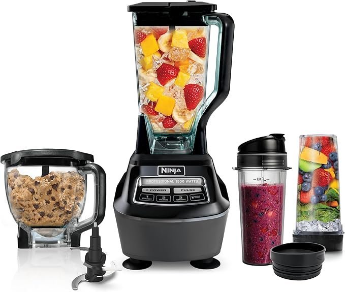 81ME5sqz5TL._AC_SX679_.jpg Ninja Kitchen System | All-in-One Food Processor & Blender for Smoothies | Includes Pitcher, (2) 16 oz. To-Go Cups & 8-Cup Bowl | Makes Salsa, Dough, Shakes, & Frozen Drinks | 1500W | Black | BL770