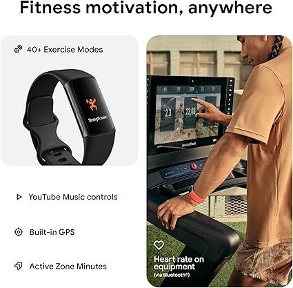 81MZW0ucn7L._AC_SX425_.jpg Fitbit Charge 6 Fitness Tracker with Google apps, Heart Rate on Exercise Equipment, 6-Months Premium Membership Included, GPS, Health Tools and More, Obsidian/Black, One Size (S & L Bands Included)
