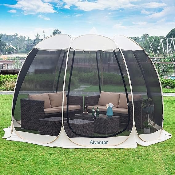 81OyGWT0QzL._AC_SX569_.jpg Alvantor Pop Up Screen House Gazebo with Mosquito Netting, Instant UV Resistant Sun Shelter for Patio & Backyard, Portable Canopy Tent for 2-10 Person
