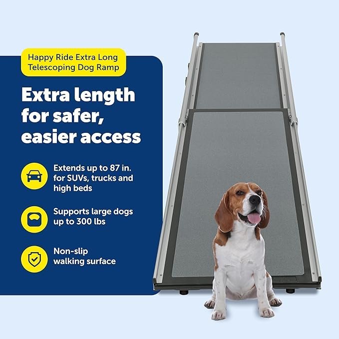 81SN7UqJiL._AC_SX679_.jpg PetSafe Happy Ride Compact Telescoping Dog Ramp – Portable Pet Ramp for Cars, Trucks & SUVs with Adjustable Sizing – Non-Slip Design – Lightweight Pet Mobility Assistance – Extra Long