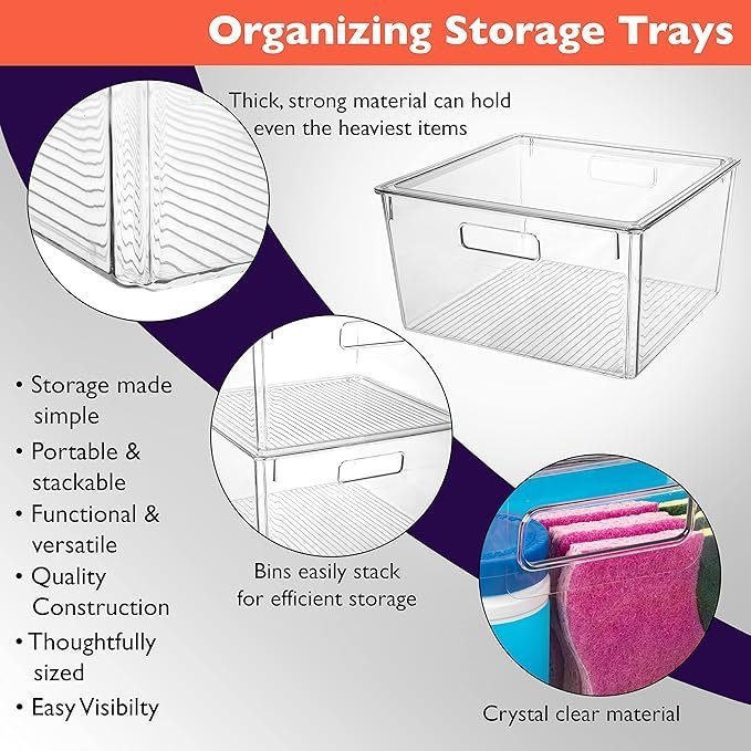 81VJHr432zL._AC_SX679_.jpg CLEARSPACE Plastic Storage Bins with Lids XL – Perfect Kitchen Organization or Pantry Storage – Fridge Organizer, Pantry Organization and Storage Bins, Cabinet Organizers