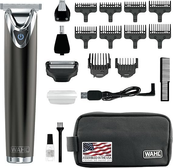 81WtUjc661L._AC_SX569_.jpg WAHL USA Stainless Steel Lithium Ion 2.0+ Slate Beard Trimmer for Men – Electric Shaver, Nose Ear Trimmer, Rechargeable All in One Men’s Grooming Kit – Model 9864