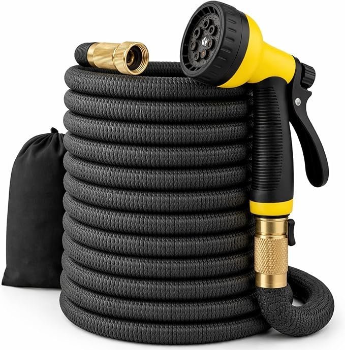 81d8G7FCvVL._AC_SX679_.jpg J&B XpandaHose 150ft Expandable Garden Hose – Ultra-Strong 3750D, 4-Layer Latex Core, Brass 3/4″ Connectors, 10-Pattern Nozzle & Storage Bag – Lightweight, Kink-Reducing, Leak-Resistant