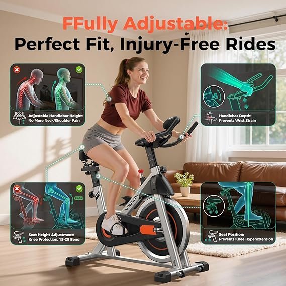 81e4HQtE68L._AC_SX569_.jpg YOSUDA Exercise Bike, Brake Pad Stationary Bike for Home with Exclusive App, Magnetic Indoor Cycling Bike with 300 lb Weight Capacity, Low Noise, Tablet Holder and Fitness Courses for Weight Loss