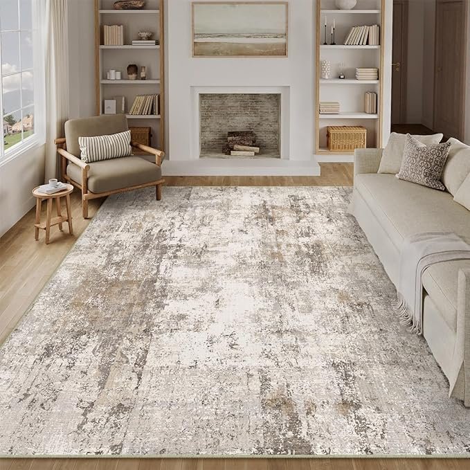 81eqpPofnTL._AC_SX679_.jpg 8x10 Washable Abstract Area Rug, Brown & Grey
