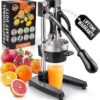 Zulay Kitchen Cast Iron Juicer – Easy-to-Clean Heavy-Duty Manual Juicer, Professional Citrus Juicer – Stainless Steel Lemon Squeezer – Manual Citrus Press & Orange Squeezer – Orange Juicer (Black)