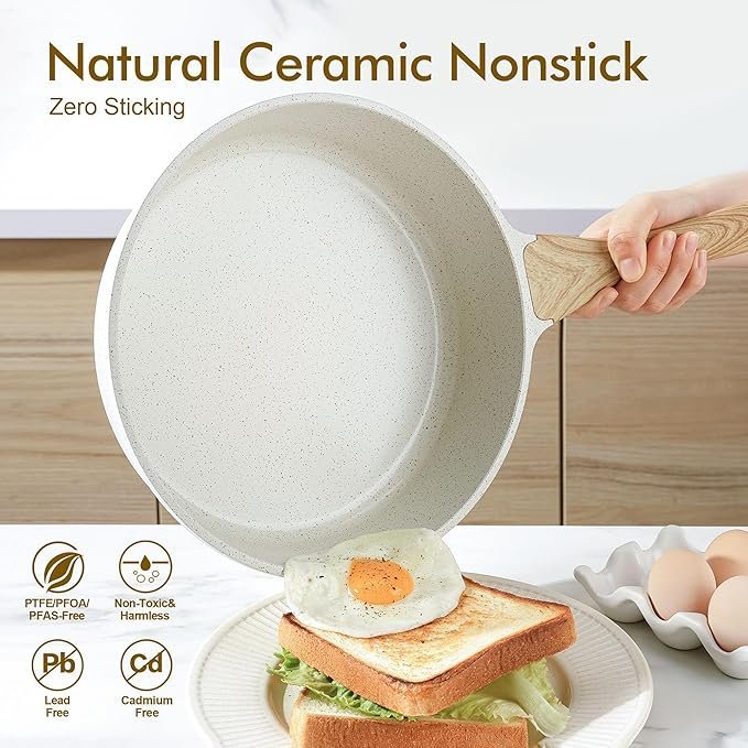 81irfi2gsjL._AC_SX679_.jpg SENSARTE Nonstick Ceramic Cookware Set, 13-Piece Non-toxic Pots and Pans Set, Healthy Kitchen Cooking Set with Stay-Cool Handles, Silicone Tools and Pot Protectors, PFAS Free